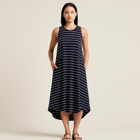 Philosophy Black Striped Sleeveless Swing Dress (Small) - Picture 1 of 6